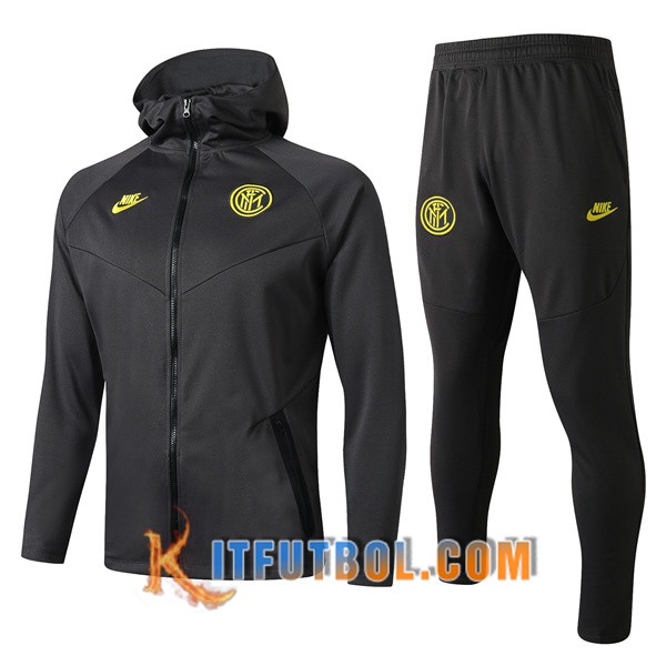 Nueva Chandal Futbol - Chaqueta con capucha + Pantalones Inter Milan Gris 19/20