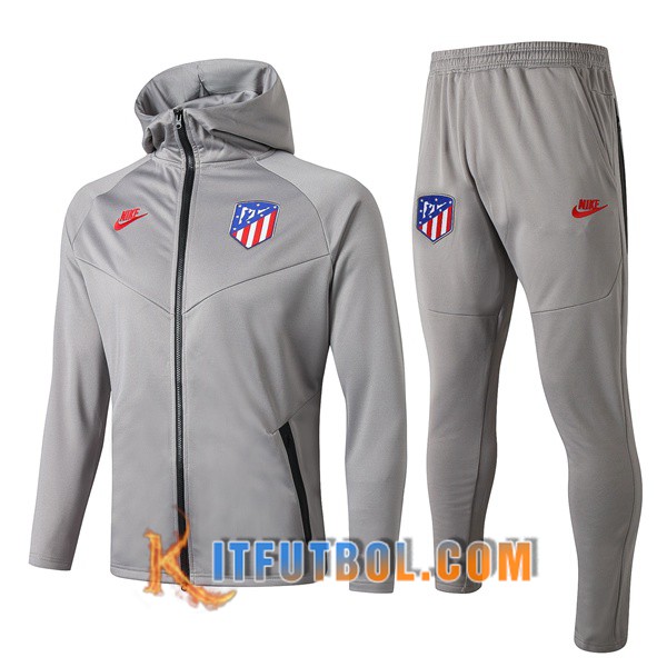 Nueva Chandal Futbol - Chaqueta con capucha + Pantalones Atletico Madrid Gris Claro 19/20