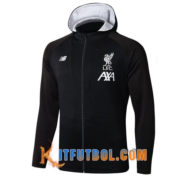 Nueva Chaqueta Futbol Con Capucha FC Liverpool Negro 19/20