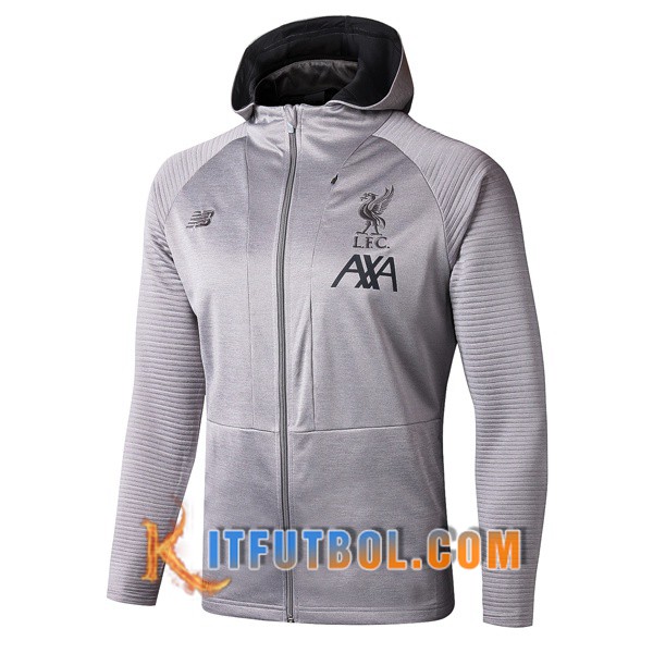 Nueva Chaqueta Futbol Con Capucha FC Liverpool Gris 19/20