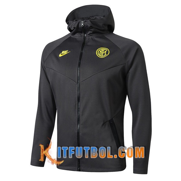 Nueva Chaqueta Futbol Con Capucha Inter Milan Gris 19/20
