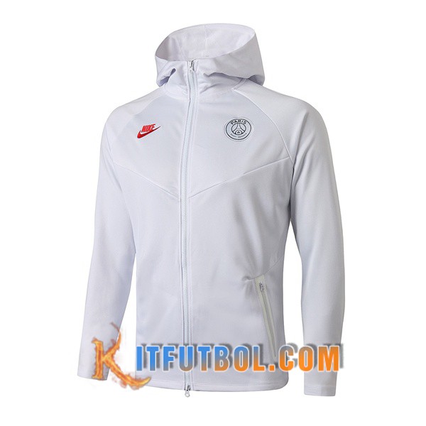 Nueva Chaqueta Futbol Con Capucha Paris PSG Blanco 19/20