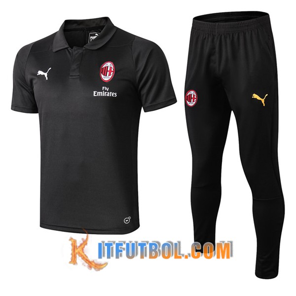Nueva Polo Futbol Milan AC + Pantalones Negro 19/20