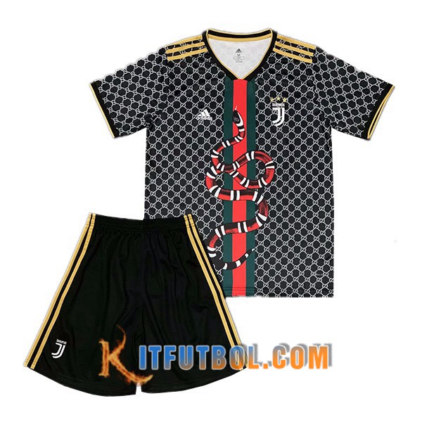 Traje Camisetas Futbol Juventus Python Negro Blanco 19/20