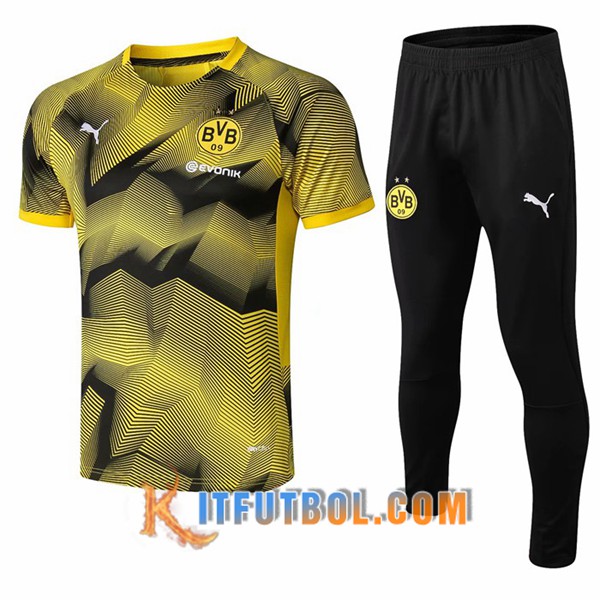 Pre-partido Camiseta Entrenamiento Dortmund BVB + Pantalones Ondulation Amarillo 19/20
