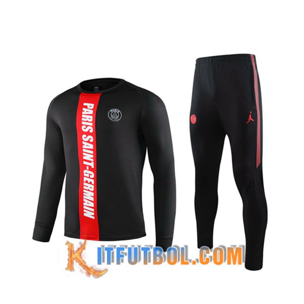 Camiseta Entrenamiento PSG + Pantalones Negro Roja Manga Larga 19/20