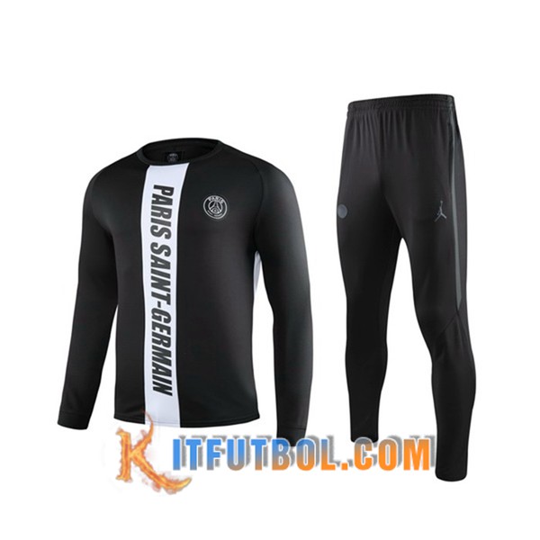 Camiseta Entrenamiento PSG + Pantalones Negro Blanco Manga Larga 19/20
