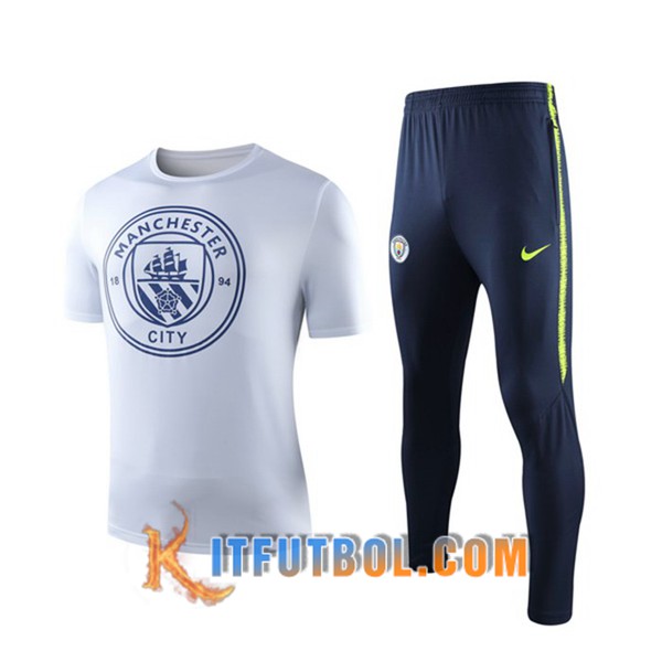 Camiseta Entrenamiento Manchester City + Pantalones Blanco 19/20