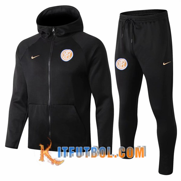 Nueva Chandal Futbol con capucha + Pantalones Inter Milan Negro 19/20