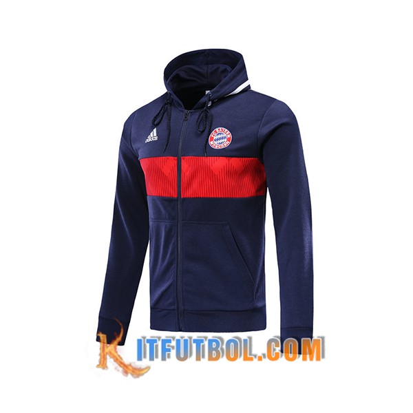 Nueva Chaqueta Futbol Bayern Munich Sudadera con capucha Azul Oscuro 19/20