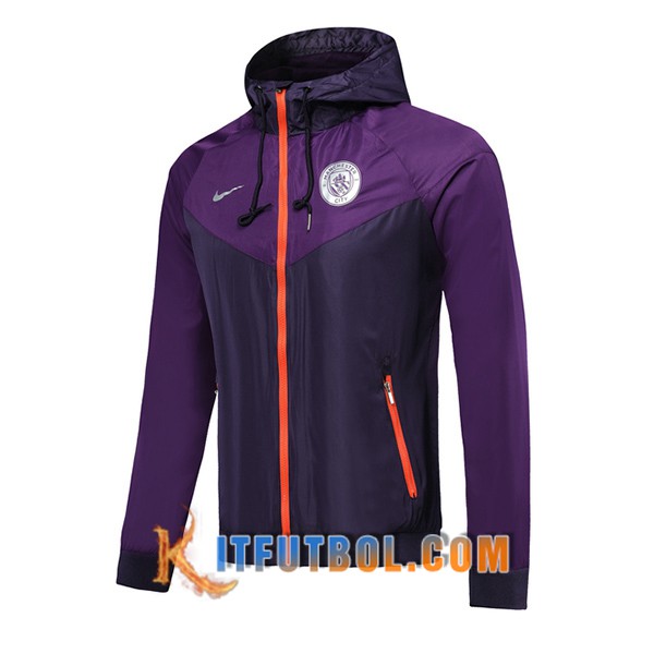 Nueva Chaqueta Futbol Manchester City Sudadera con capucha Purpura 19/20