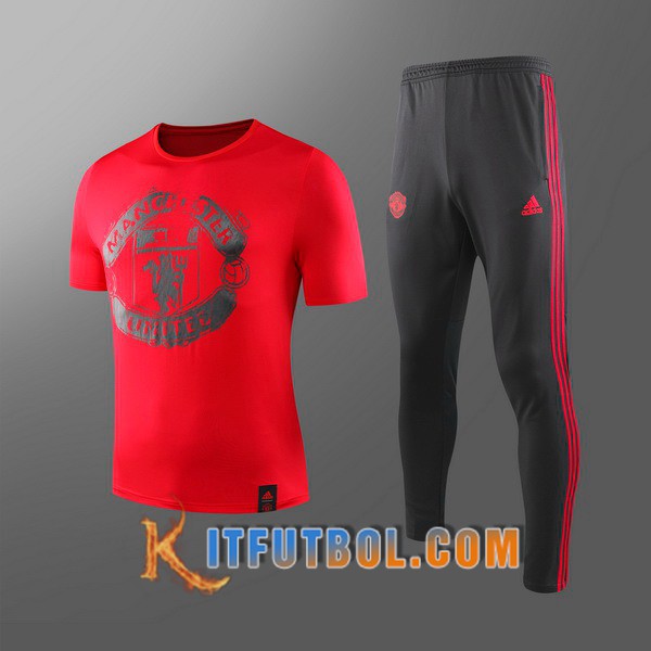 Camiseta Entrenamiento Manchester United Ninos + Pantalones Roja 19/20