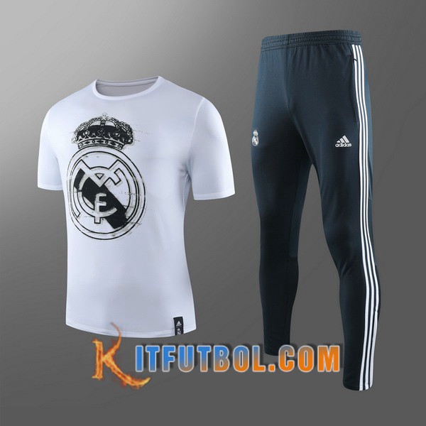 Camiseta Entrenamiento Real Madrid Ninos + Pantalones Blanco 19/20