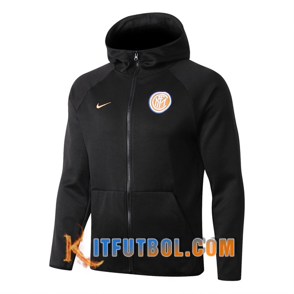 Nueva Chaqueta Futbol Inter Milan Sudadera con capucha Negro 19/20