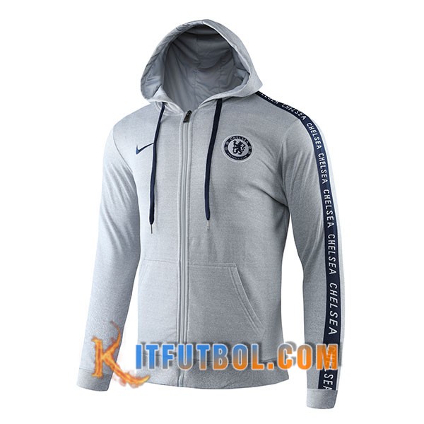 Nueva Entrenamiento Sudadera Con Capucha FC Chelsea Gris 19/20