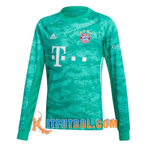 Camisetas Futbol Bayern Munich Manga Larga Portero Verde 19/20