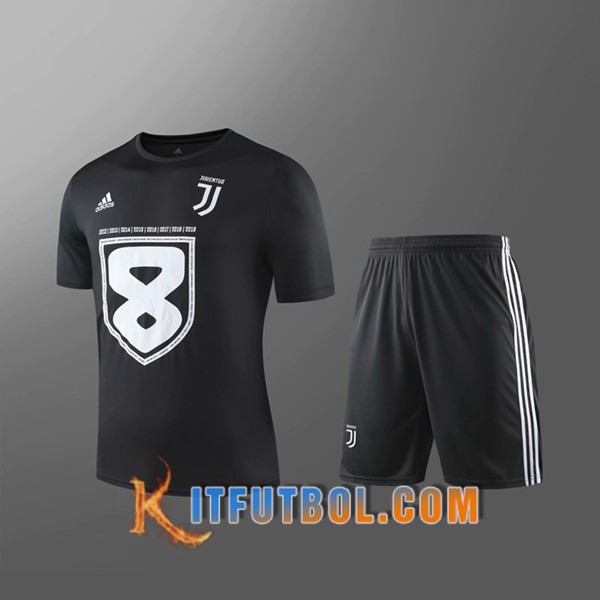 Camiseta Entrenamiento Juventus + Pantalones Cortos Ninos Negro 19/20