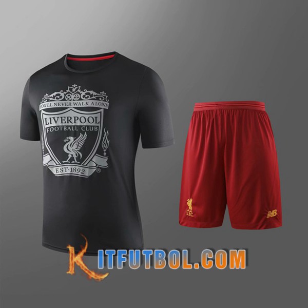 Camiseta Entrenamiento FC Liverpool + Pantalones Cortos Ninos Negro 19/20