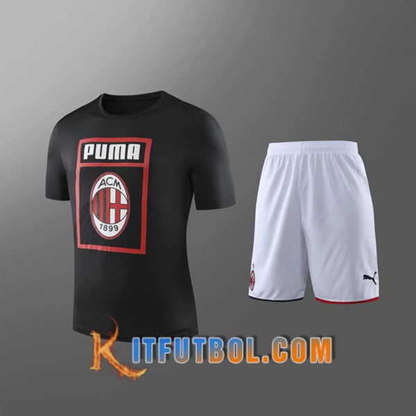 Camiseta Entrenamiento Milan AC + Pantalones Cortos Ninos Negro 19/20