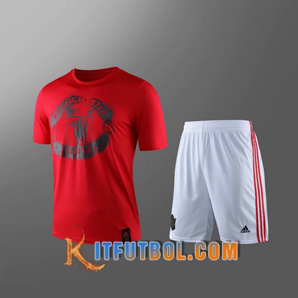 Camiseta Entrenamiento Manchester United + Pantalones Cortos Ninos Roja 19/20