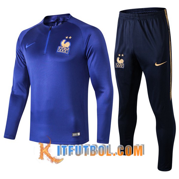 Nueva Chandal Futbol + Pantalones Francia Col rond Azul Oscuro 19/20
