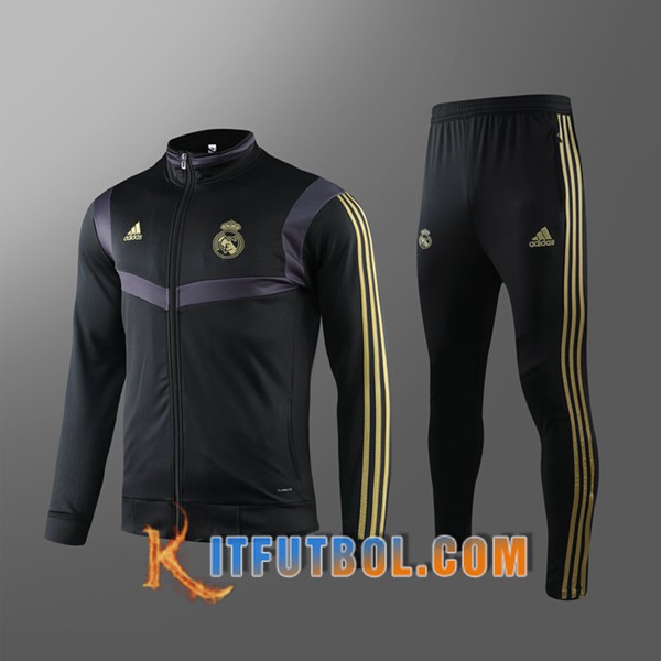 Nueva Chandal Futbol - Chaqueta + Pantalones Real Madrid Negro Amarillo 19/20