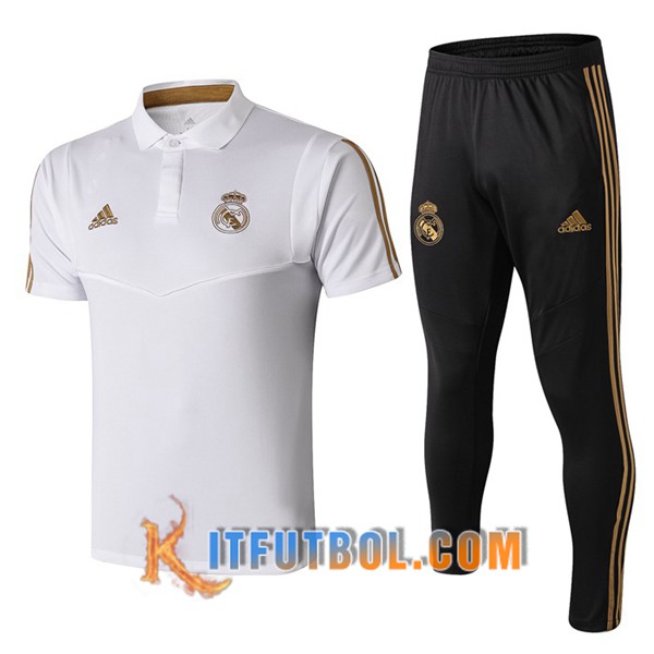 Nueva Polo Futbol Real Madrid + Pantalones Blanco Amarillo 19/20