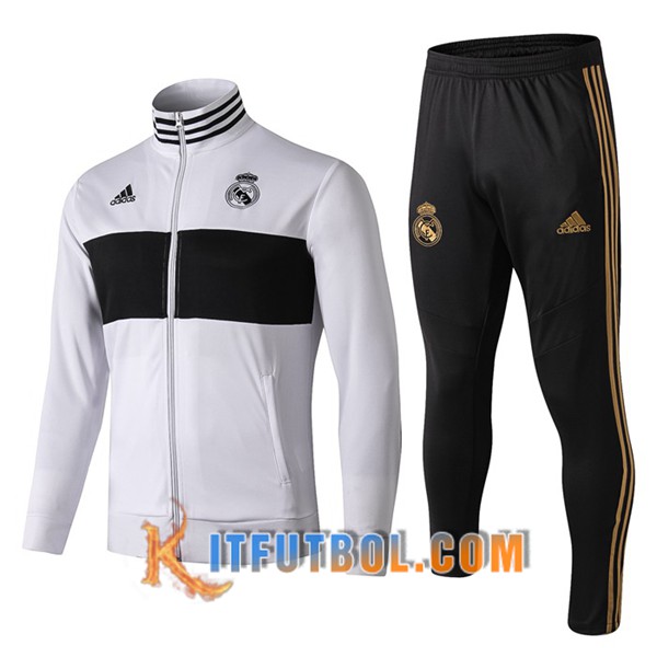Nueva Chandal Futbol - Chaqueta + Pantalones Real Madrid Blanco Negro 19/20