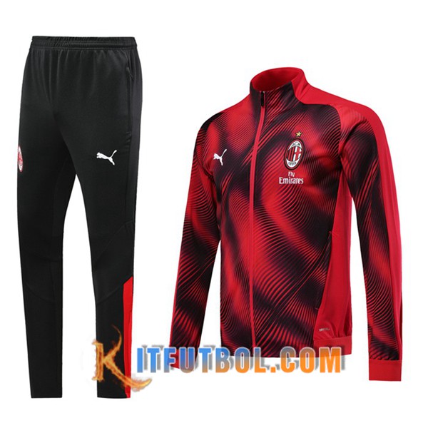 Nueva Chandal Futbol - Chaqueta + Pantalones Milan AC Roja Negro 19/20