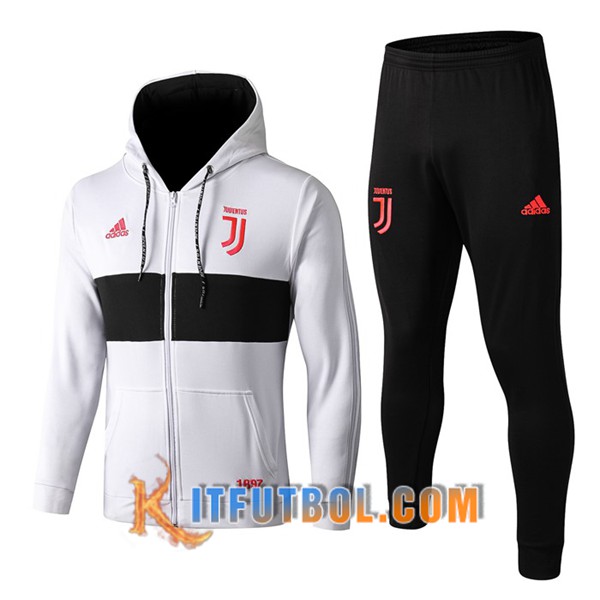 Nueva Chandal Futbol - Chaqueta con capucha + Pantalones Juventus Blanco Negro 19/20