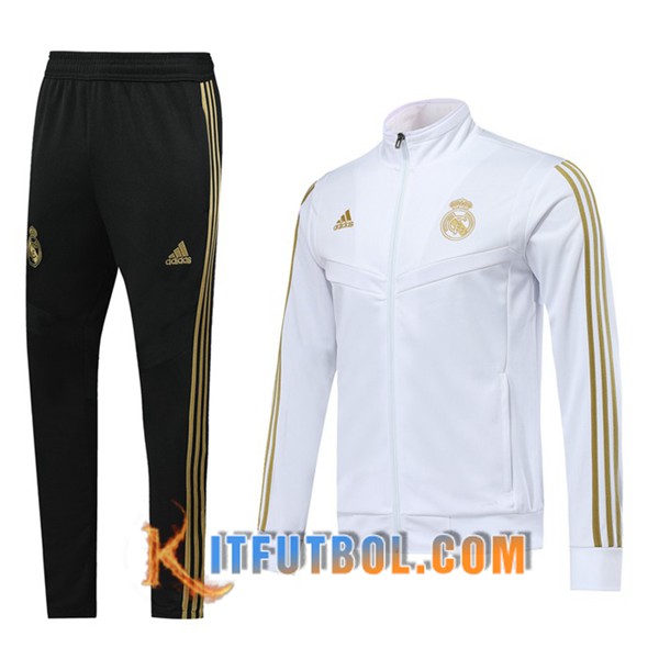 Nueva Chandal Futbol - Chaqueta + Pantalones Real Madrid Blanco Amarillo 19/20