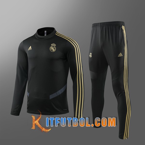 Nueva Chandal Futbol Real Madrid Ninos Negro Amarillo 19/20