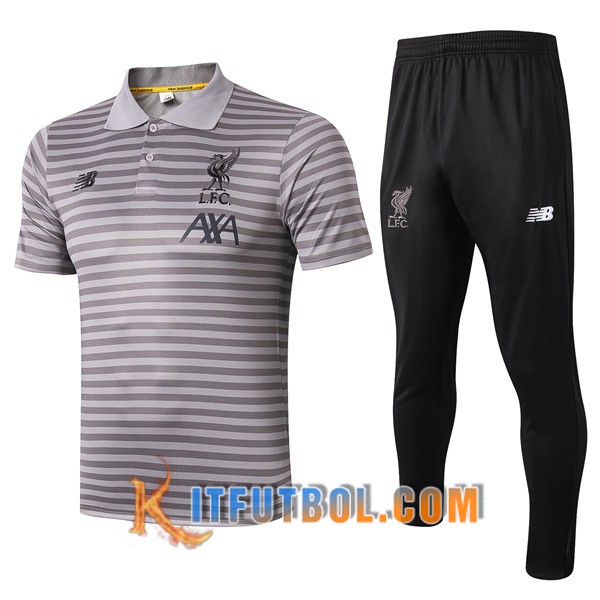 Nueva Polo Futbol FC Liverpool + Pantalones Gris Stripe 19/20