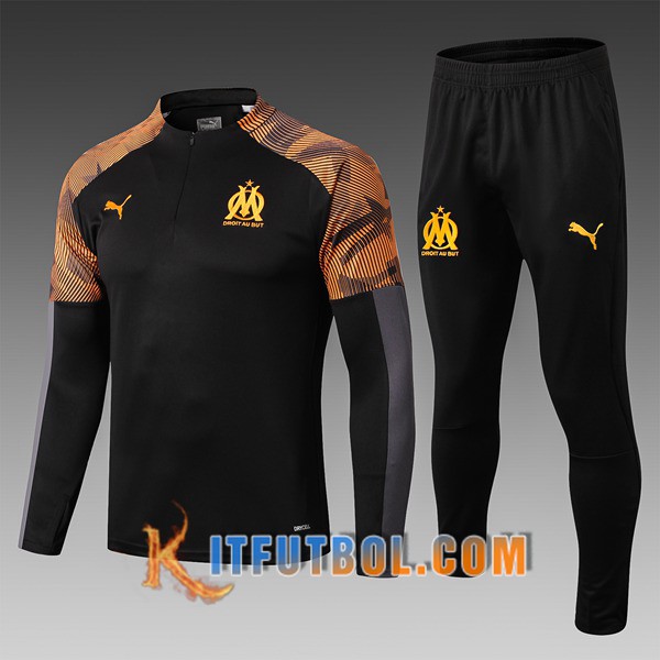 Nueva Chandal Futbol - Chaqueta Marsella OM Ninos Negro/Amarillo 19/20