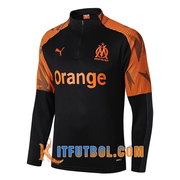Nueva Entrenamiento Sudadera Marsella OM Negro Naranja 19/20