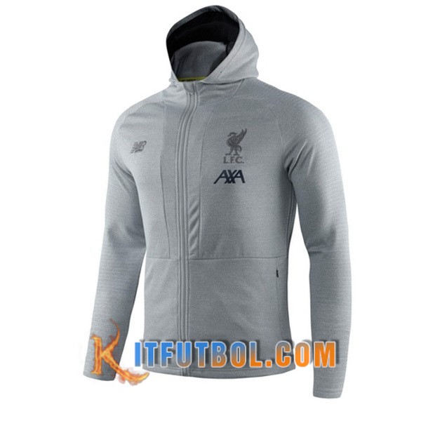 Nueva Entrenamiento Sudadera Con Capucha FC Liverpool Gris 19/20