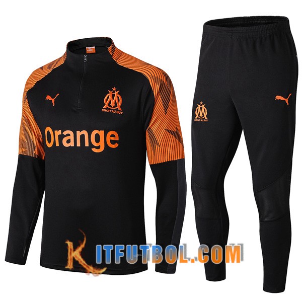 Nueva Chandal Futbol + Pantalones Marsella OM Negro Naranja 19/20