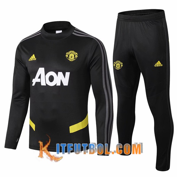 Nueva Chandal Futbol + Pantalones Manchester United Negro Amarillo 19/20