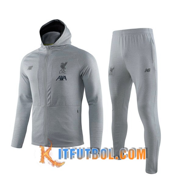 Nueva Chandal Futbol - Chaqueta con capucha + Pantalones FC Liverpool Gris 19/20