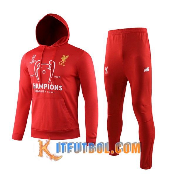Nueva Chandal Futbol - Chaqueta con capucha + Pantalones FC Liverpool Roja 19/20