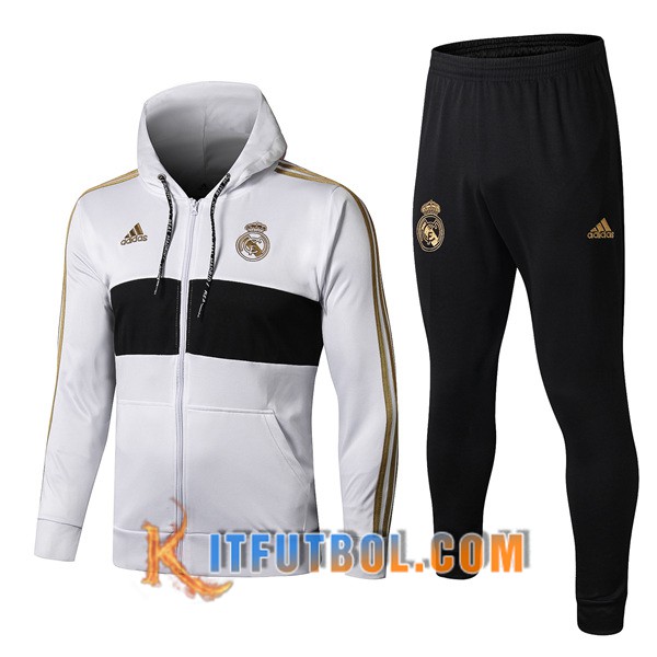 Nueva Chandal Futbol - Chaqueta con capucha + Pantalones Real Madrid Blanco 19/20