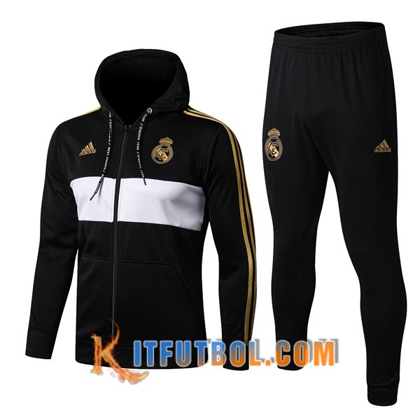 Nueva Chandal Futbol - Chaqueta con capucha + Pantalones Real Madrid Negro 19/20