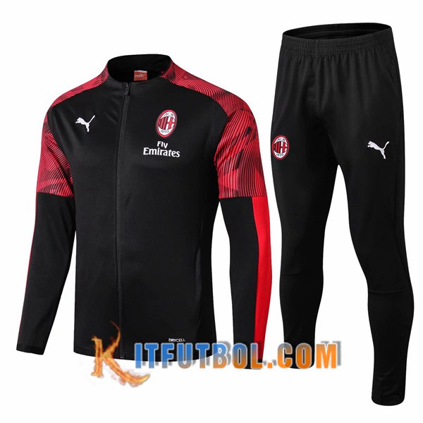 Nueva Chandal Futbol - Chaqueta + Pantalones Milan AC Negro Roja 19/20