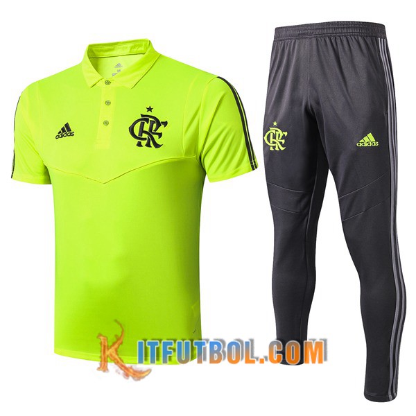 Nueva Polo Futbol Flamengo + Pantalones Verde 19/20