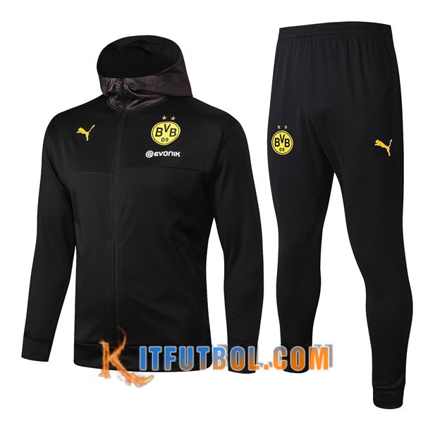 Nueva Chandal Futbol - Chaqueta con capucha + Pantalones Dortmund BVB Negro 19/20