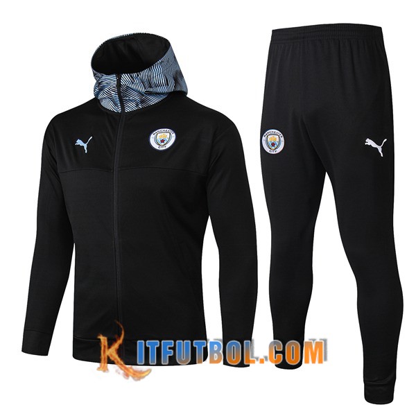 Nueva Chandal Futbol - Chaqueta con capucha + Pantalones Manchester City Negro 19/20