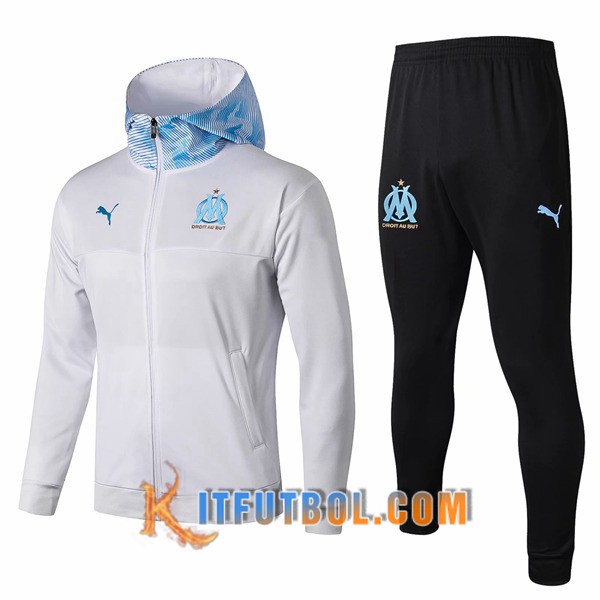 Nueva Chandal Futbol - Chaqueta con capucha + Pantalones Marsella OM Blanco 19/20