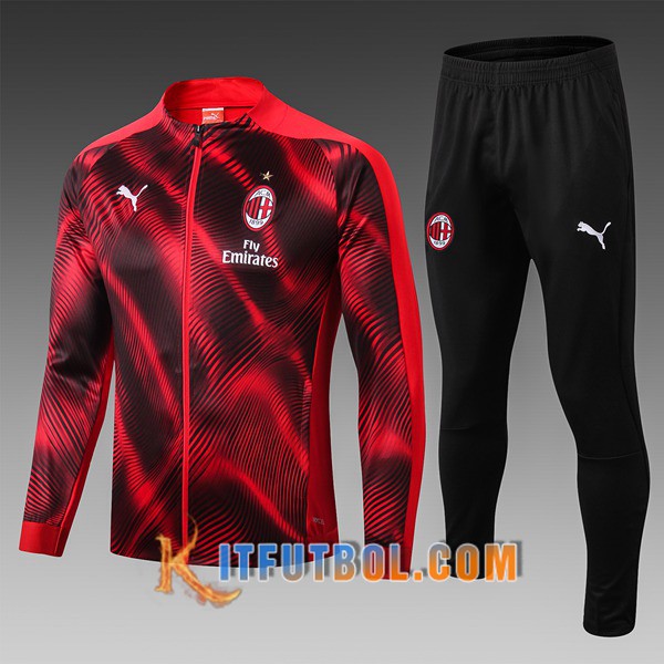 Nueva Chandal Futbol - Chaqueta Milan AC Ninos Roja Negro 19/20