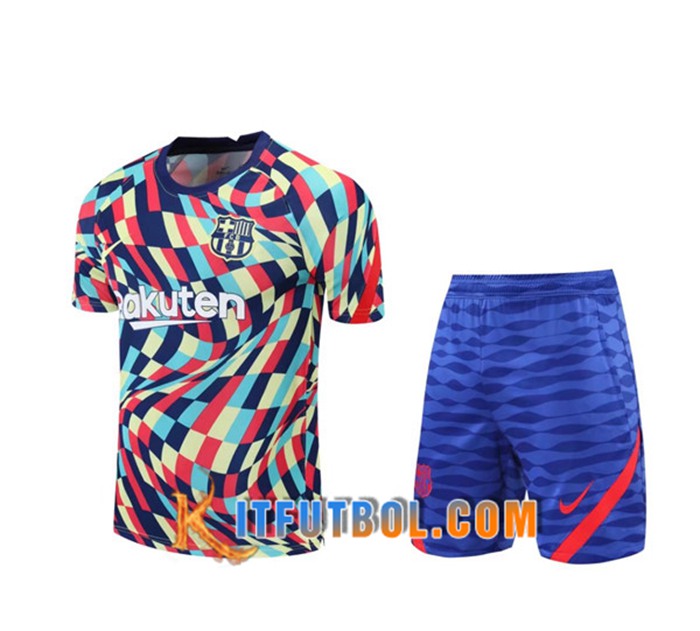 Camiseta Entrenamiento FC Barcelona + Cortos Amarillo/Azul/Rojo 2020/2021