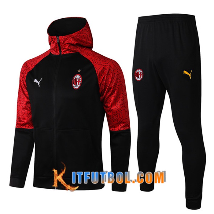Chaqueta Con Capucha Chandal AC Milan Negro/Rojo 2020/2021